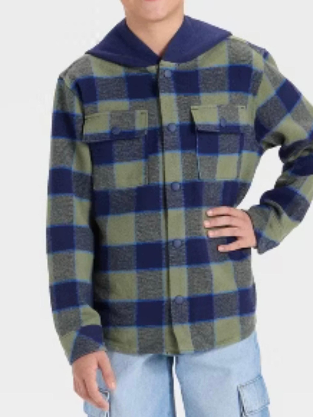 Kids Plaid Green And Blue Shacket NWT